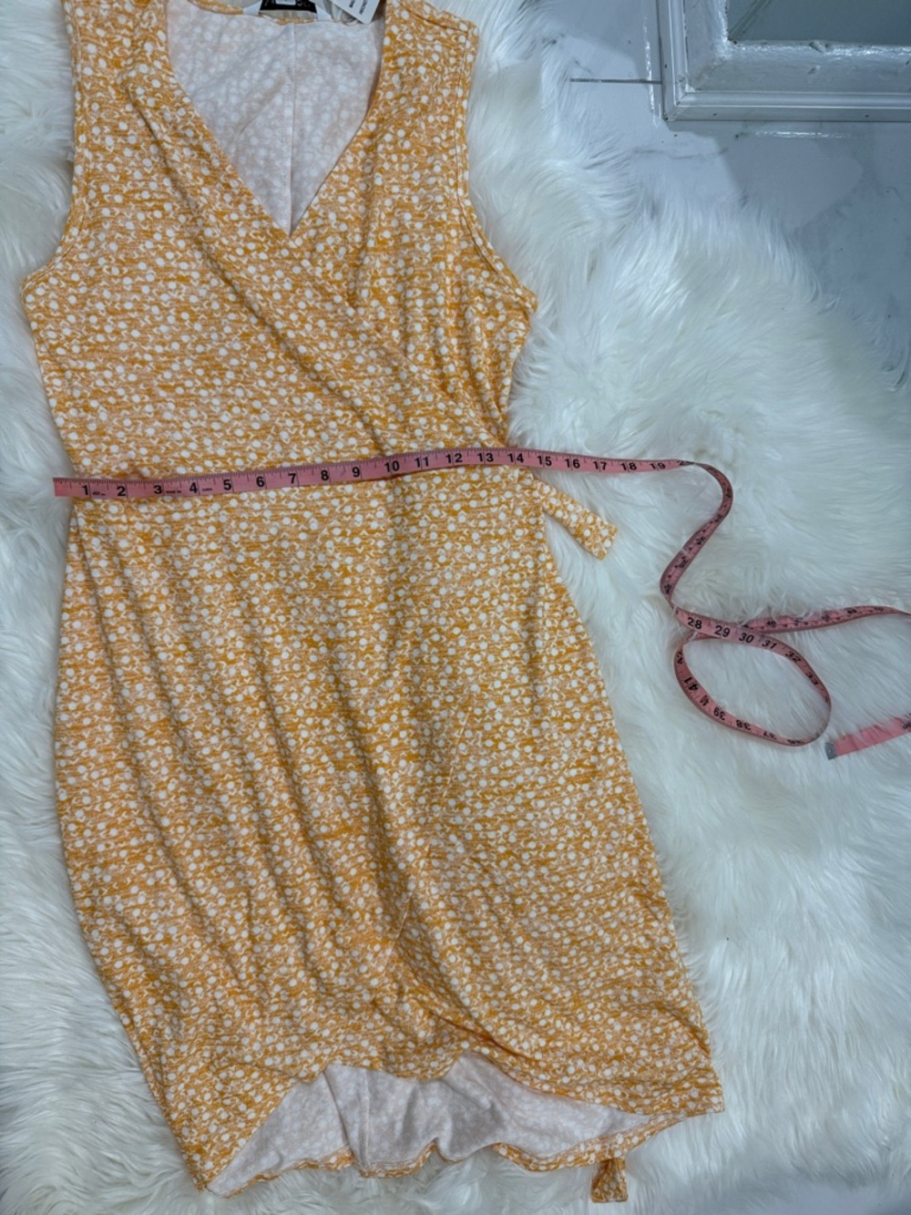 41 Hawthorn Yellow Floral Faux-Wrap Midi Dress with White Blossoms